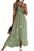 Women's Summer Dresses Sleeveless Lace Casual Tassel Beach Spaghetti Straps Flowy Maxi Sun Dress