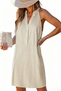 Womens Summer Dresses leeveless Striped Button Up Mini Casual Coverup Dress