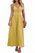 Women Casual Dress Beach Sleeveless V Neck Summer Cutout Spaghetti Straps Formal Maxi Sun Dresses