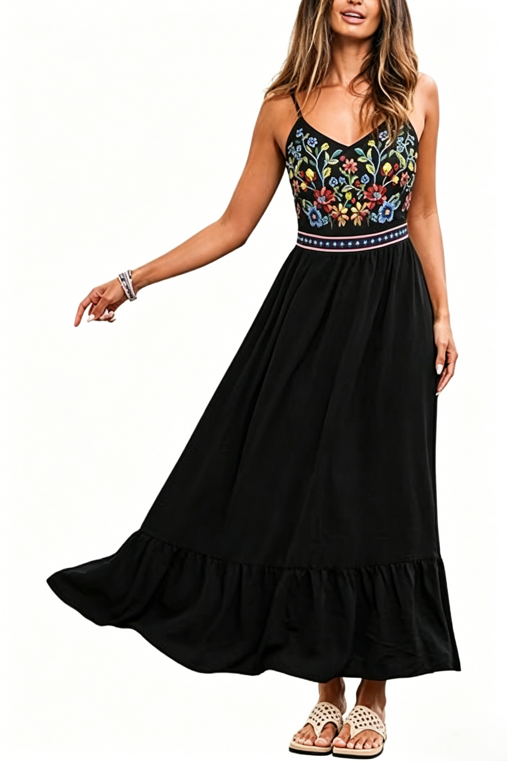 Women's Dresses Spaghetti Strap V Neck Summer Beach Vacation Sundress Sleeveless Floral Self Tie