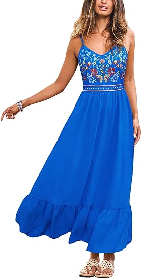 Women's Dresses Spaghetti Strap V Neck Summer Beach Vacation Sundress Sleeveless Floral Self Tie