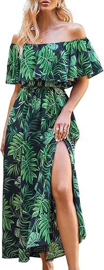 Women Ruffle Floral Maxi Summer Dress