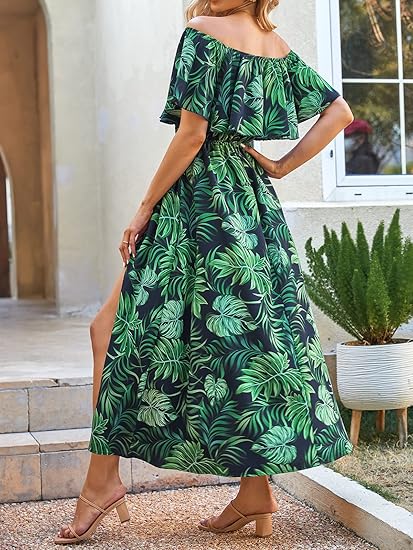 Women Ruffle Floral Maxi Summer Dress